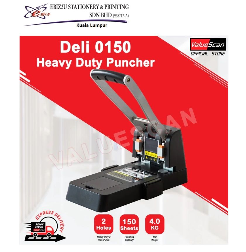 Deli 0150 Heavy Duty 2 Hole Puncher - 150 sheets, penumbuk 2 lubang, puncher paper, 2 Hole Puncher, heavy duty puncher)