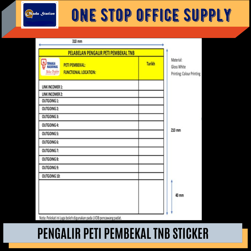 TNB STICKER PENGALIR PETI PEMBEKAL TNB