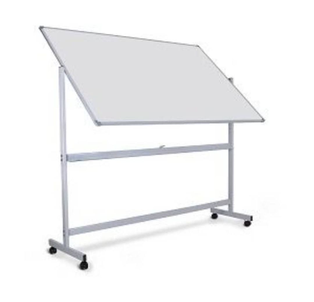 Whiteboard Magnetic Double Sided With Portable Stand Set Aluminum Frame Size 4'x5'