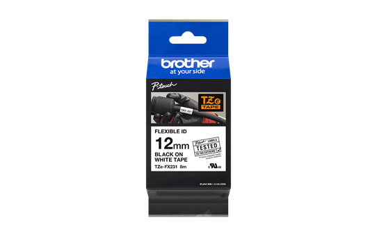 Brother TZe-FX231 Black on white (12mm) Flexible Identification Tapes
