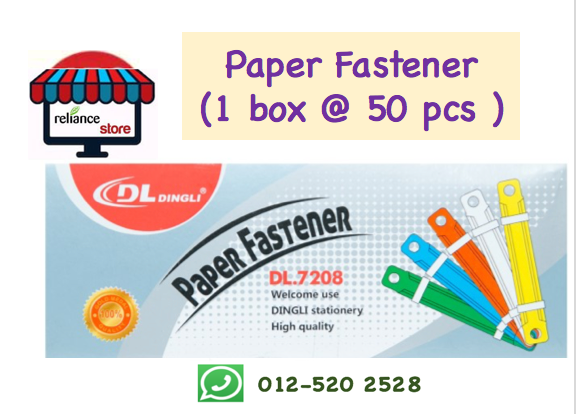 Paper Fastener - 8cm # Warna Campuran # Panjang - 8cm # RP0431 ( KTT : 1 Kotak @ 50 batang )