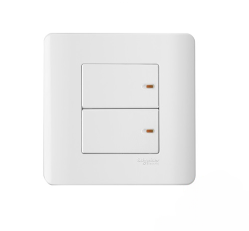 SCHNEIDER ZENCELO E8432_1_WE_G11 16AX 250V 2GANG 1WAY SWITCH WITH ONDICATOR (WHITE)