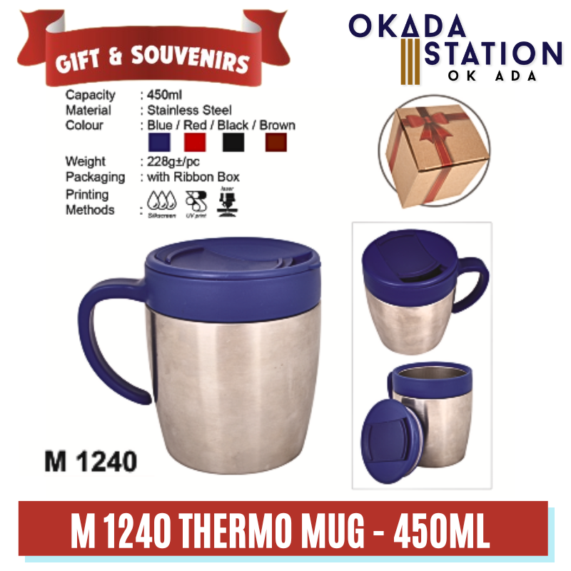 GIFT & SOUVENIRS: M 1240 THERMOS MUG 450ML - WITHOUT & WITH LOGO PRINTING / M 1240 / THERMOS / FLASK MUG / THERMOS BOTTLE / STAINLESS STEEL THERMOS