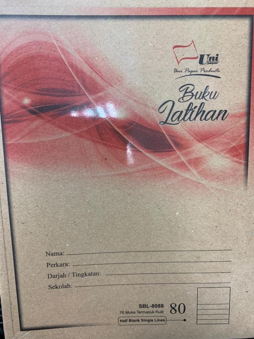 EXERCISE BOOK HALF BLANK 80 PAGES INCLUDING COVER