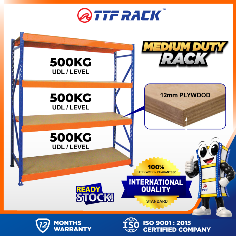 Medium Duty Rack - Plywood 180 x 120 x 180cm (Orange & Blue)