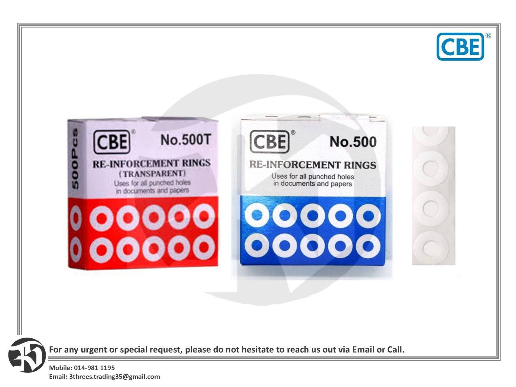 CBE Reinforcement Ring No.500 Sticker For Paper Puncher 500pcs