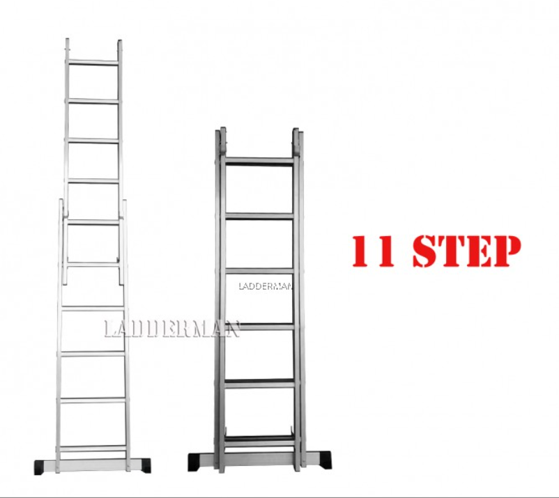 11 STEPS ALUMINIUM DOUBLE EXTENSION LADDER