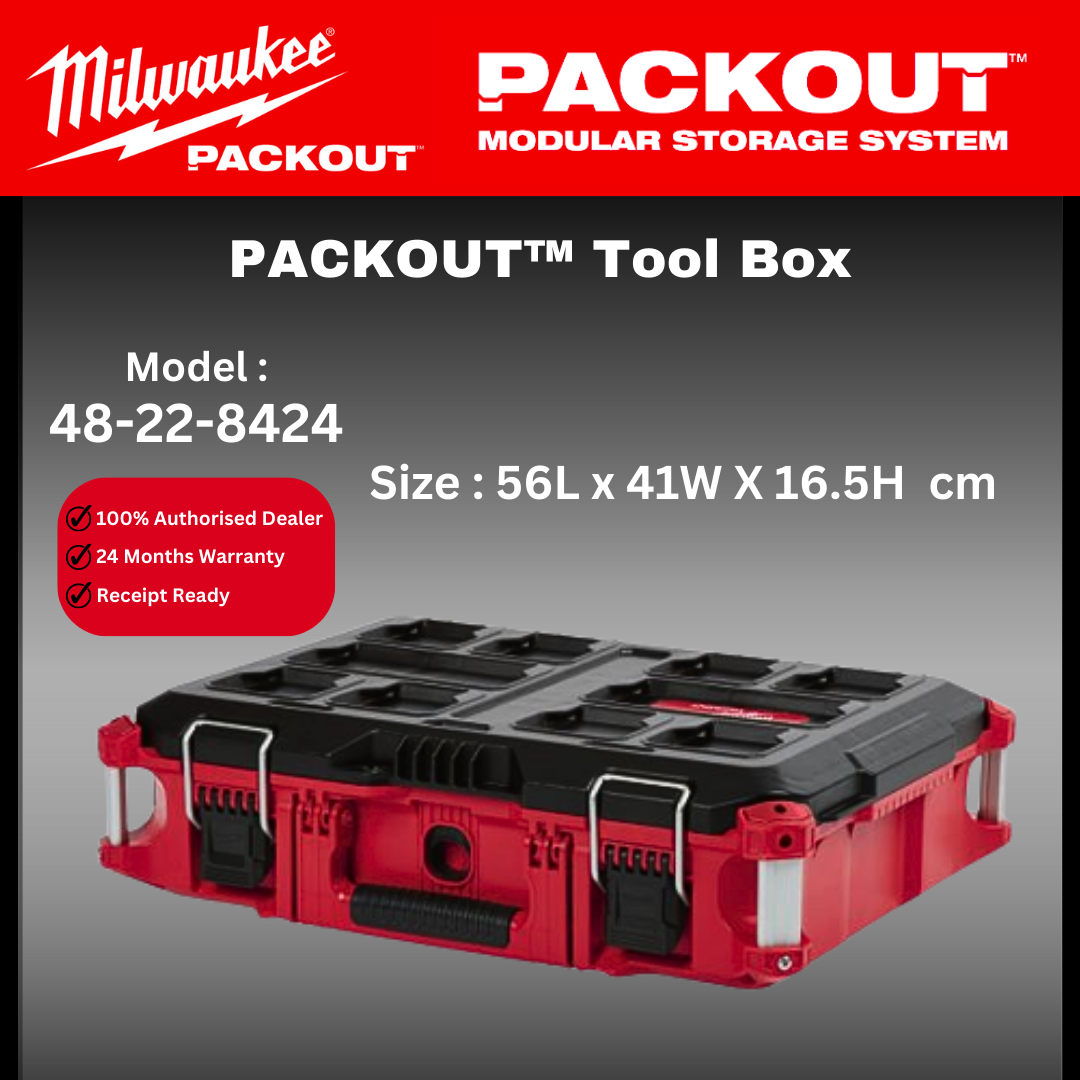 Milwaukee Packout Tool Box / 48-22-8424 / Bekas Simpanan / Tool Box / Storage Box