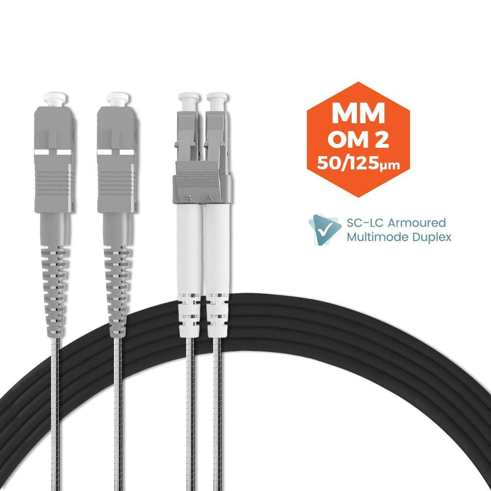 SC-LC MULTIMODE OUTDOOR DUPLEX ARMOURED ANTI-RODENT FIBER OPTIC PATCH CABLE (20 METER)
