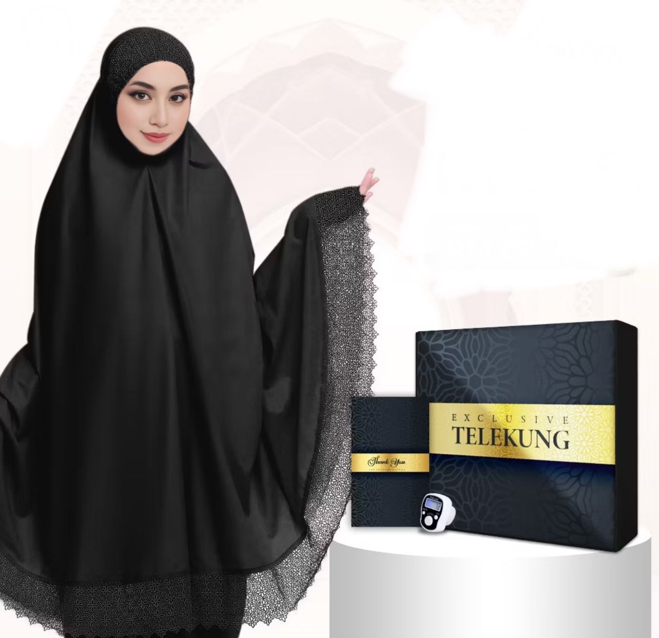 Telekung Set Hadiah Aura Lace premium Viscose Lycra