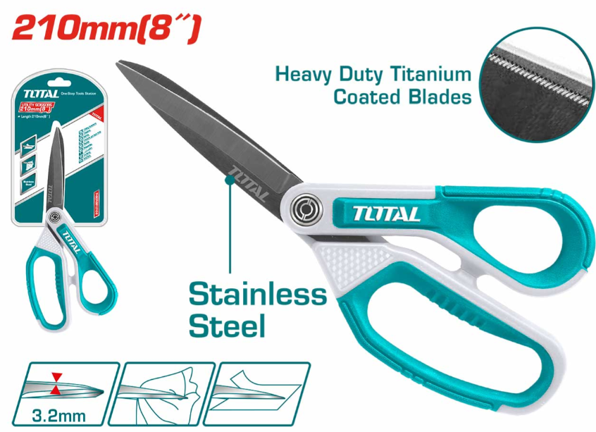 TOTAL RUBBER GRIP LONG BLADE SCISSORS WITH SERRATED BOTTOM BLADE THSCRS812108