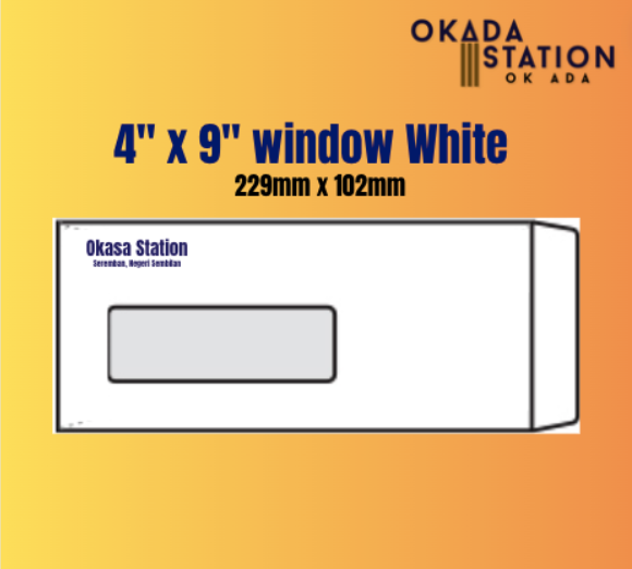 ENVELOPE PRINTING / 4'' x 9'' 110MM X 230MM / WHITE WINDOW ENVELOPE / FULL COLOUR PRINTING / WITH COMPANY LOGO / PRINTED ENVELOPE / CUSTOMISE ENVELOPE
