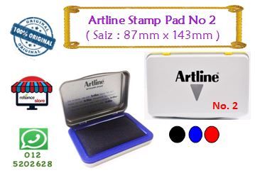 Artline Stamp Pad No. 2 (Big) / Stamp Pad Bersar # Warna Ink : Hitam / Biru / Merah ) # Saiz : 87mm x 143mm # RP0537 ( KTT : 1 Unit )