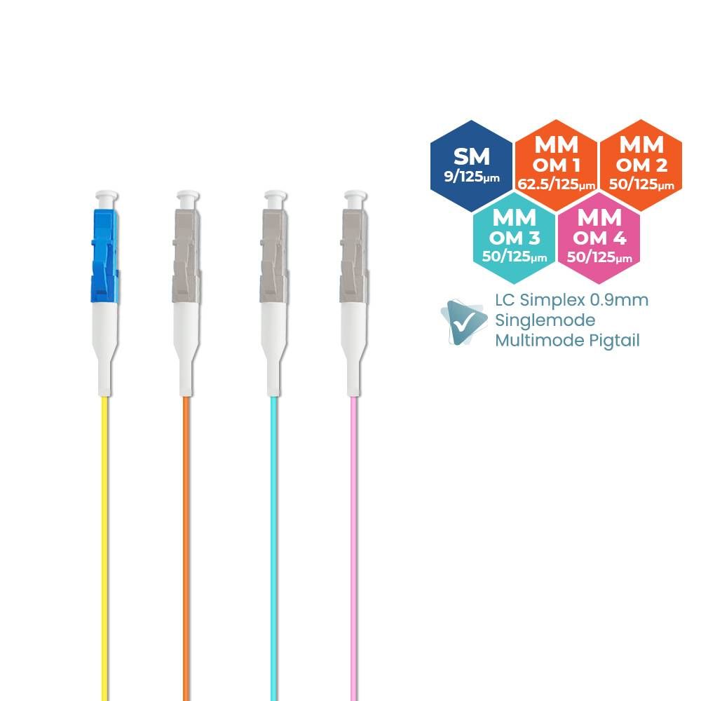 LC SIMPLEX SINGLEMODE MULTIMODE FIBER OPTIC PIGTAIL 1METER