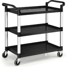 TK SUCCESS Black 3 Tier Utilities Cart with Aluminum Frame