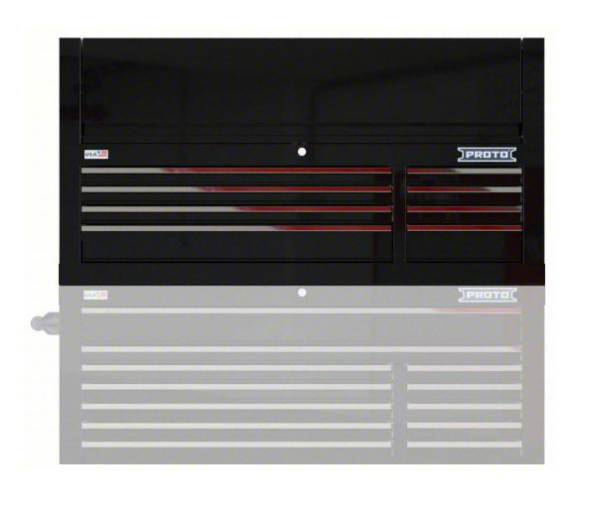 *PROTO Top Chest: Gloss Black, 55 in W x 22 3/8 in D x 28 in H, Black, Fully Extended Ball Bearing JSTV5528CD08BK