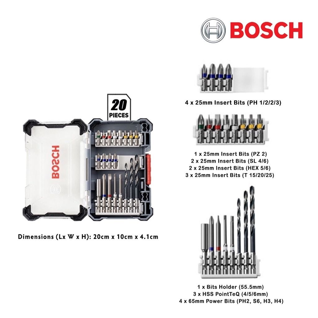 BOSCH 20pcs 44pcs Pick & Click Mixed Screwdriver Set Extra Hard Accessories Drill & Driver Set 2608522422
