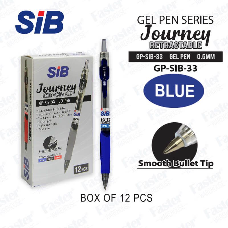 SIB JOURNEY RECTRACTABLE GEL PEN 0.5 BLUE 12PCS/BOX