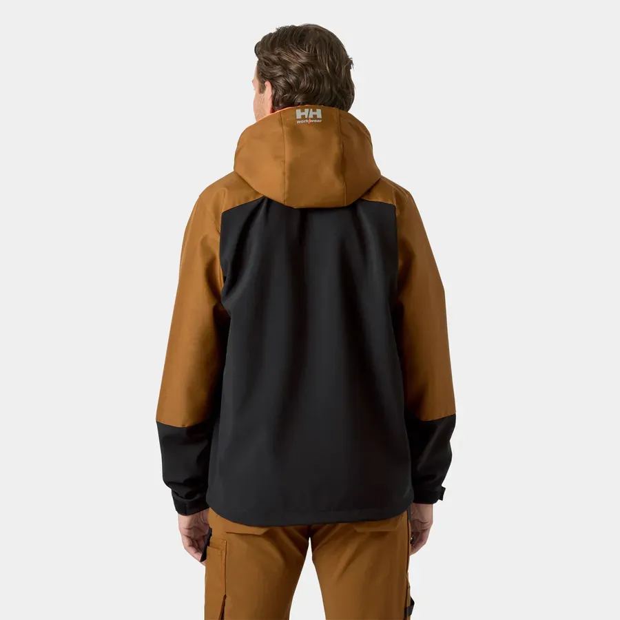 Helly Hansen Workwear Oxford Hooded Softshell Jacket Brown/Black- Size Large