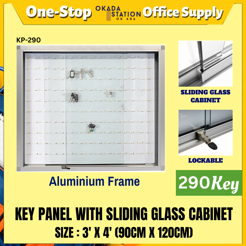KEY PANEL WITH SLIDING GLASS CABINET KP-290 KEY PANEL WITH SLIDING GLASS CABINET (ALUMINIUM FRAME) - 3' X 4' / KEY PANEL / PANEL / KEY CABINET / KEY PANEL WITH ALUMINIUM FRAME / SLIDING GLASS CABINET KEY PANEL / 290 KEY