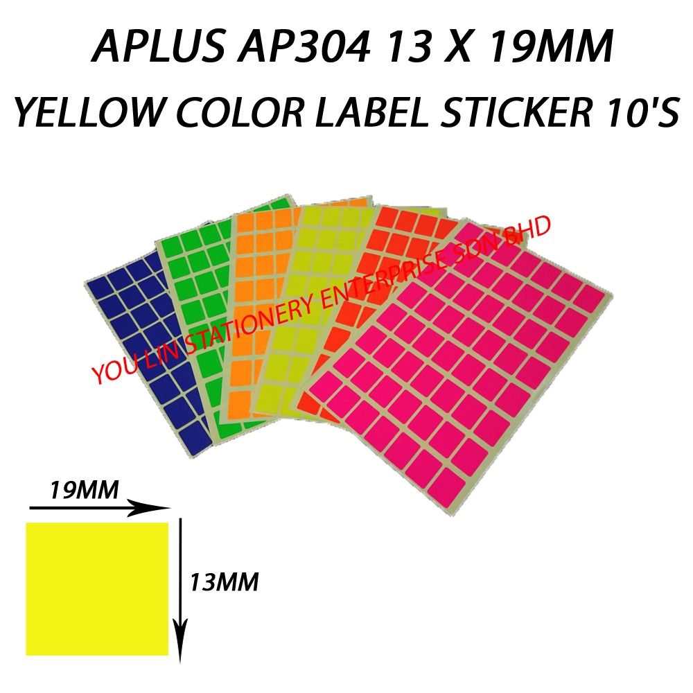 APLUS AP304 13 X 19MM Color Label Sticker (10' / pack)