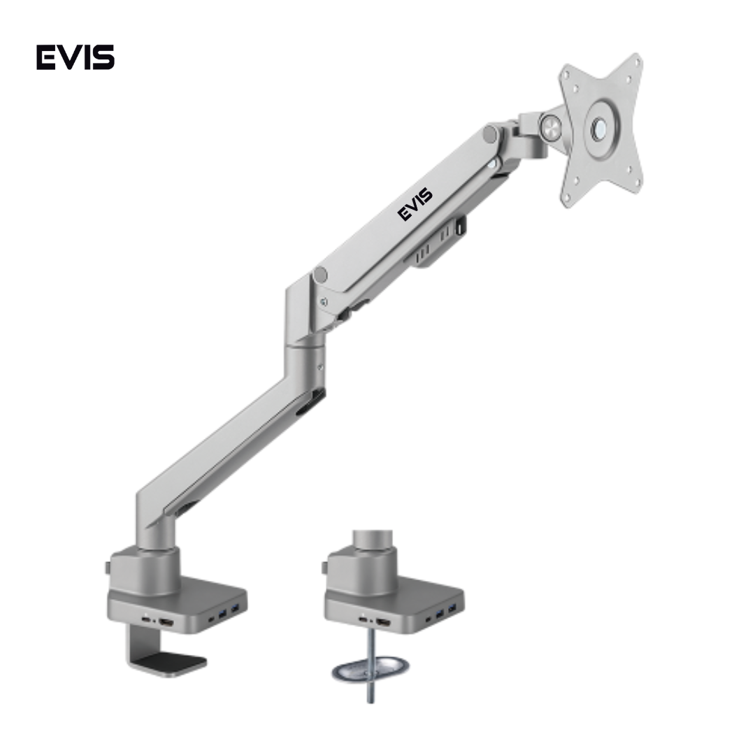 EVIS Single Arm - Gas Strut Monitor Desktop Arm Desk Mount