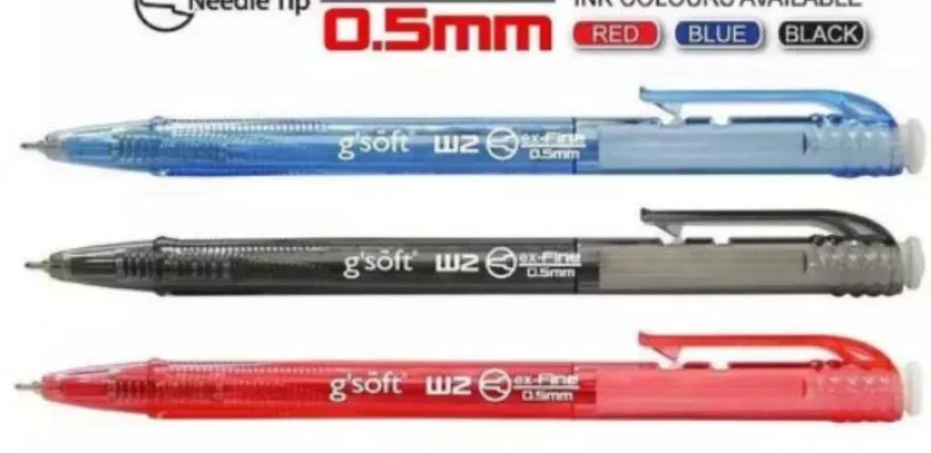 Gsoft ball pen W2 0.5mm (25pcs/box) - Black, blue, red