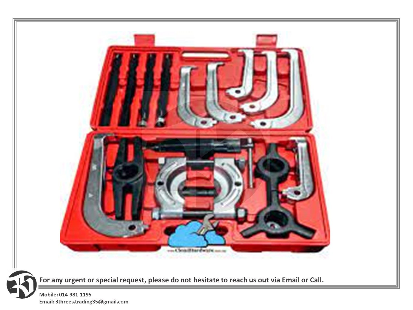 MHR Tools 10 Ton 23 Pcs Hydraulic Puller Set Bearing Puller Kit HS-E1244