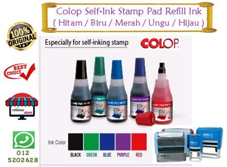 COLOP Stamp Pad Refill Ink / Colop Refill Stamp Pad / Ink Refill # Cap Ink Refill # Produk Malaysia # RP0563 ( KTT : 1 Botol @ 25ml )