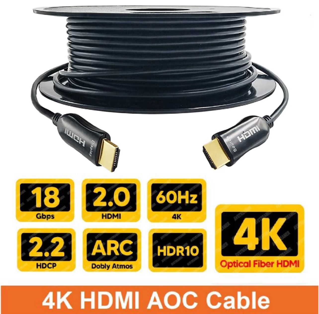HDMI Fiber Optic Cable For HDMI Port 4K/8K Premium Light Speed 18Gbps Compatible With HDMI Cable V2.0 HDCP 2.2