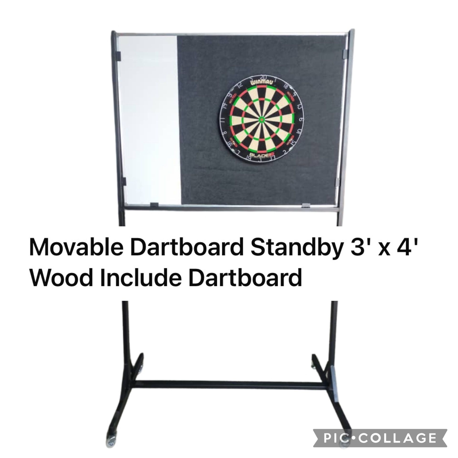 Movable Dartboard Stand 3' X 4' Wood Include Darrboard