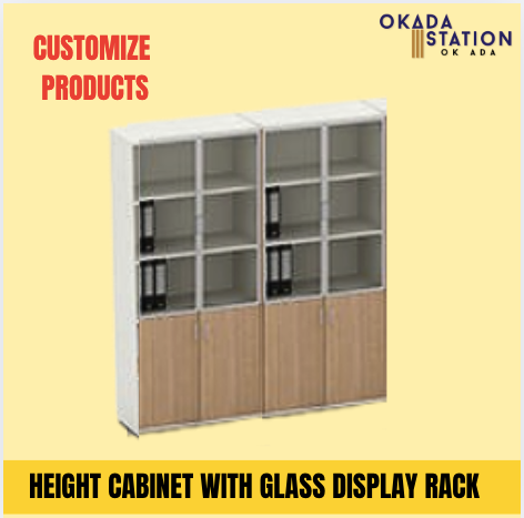 CUSTOMIZE CABINET / WOODEN HIGH CABINET WITH GLASS SWINGING DOOR