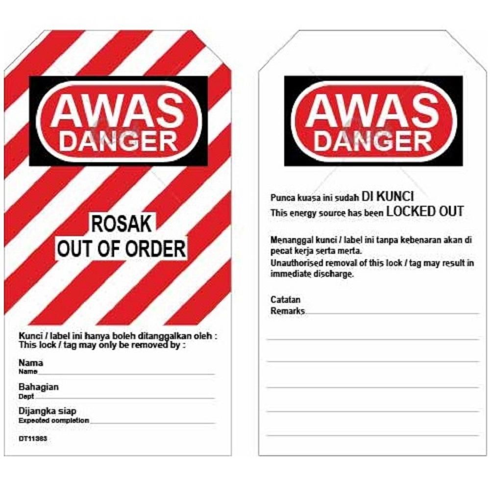 PROGUARD LOCKOUT TAG – OUT OF ORDER@ROSAK (FRONT) / THIS ENERGY SOURCE HAS BEEN LOCKOUT OUT (BACK)_2SIDE PRINTING_DT11363