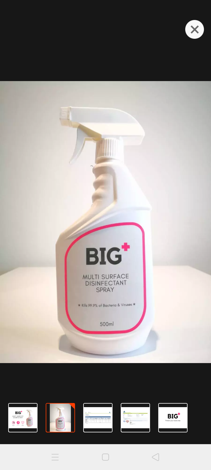 OCHA-Big Disinfectant spray & Multi Surface antiseptic NO Alcohol With Kill 99.9% Of Gem , Bacteria or Virus . cap -500 ml-( Free Delivery)