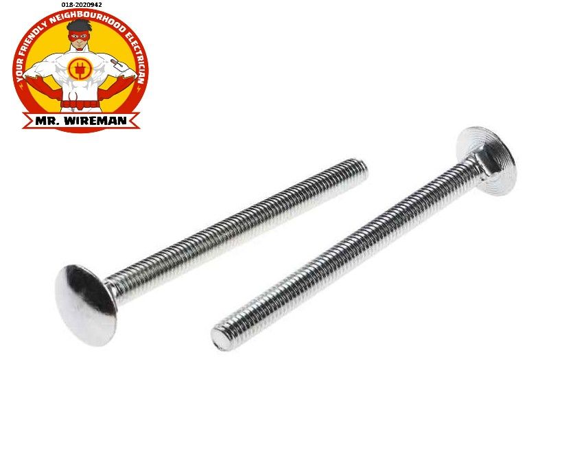 Bright Zinc Plated Steel Coach Bolt, M6 x 75mm
