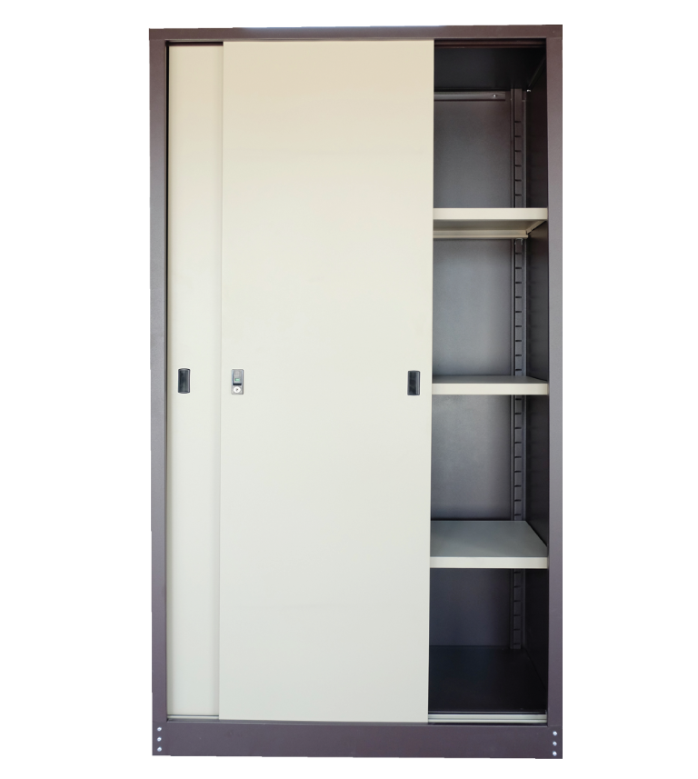 STERLING FULL HEIGHT CUPBOARD WITH STEEL SLIDING DOOR C/W 3 ADJUSTABLE SHELVE (S116)