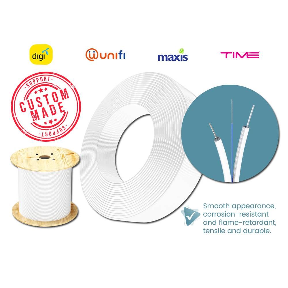 FTTH FIBER OPTIC 1 CORE INDOOR DROP CABLE SINGLEMODE CABLE FOR UNIFI MAXIS DIGI TIME
