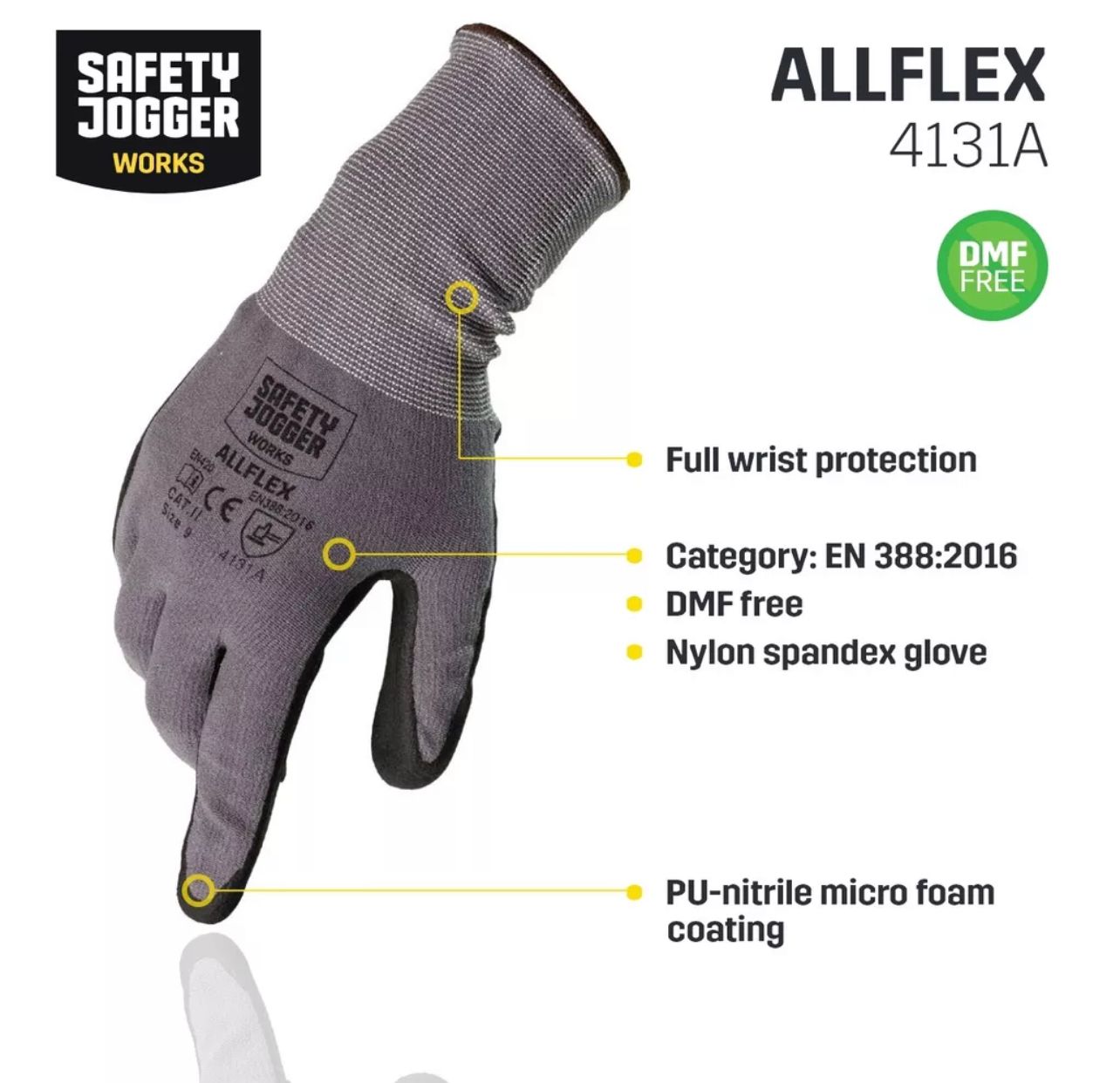 Allflex HAND PROTECTION SAFETY JOGGER SAFETY GLOVE FOR WORK WEAR - ALLFLEX