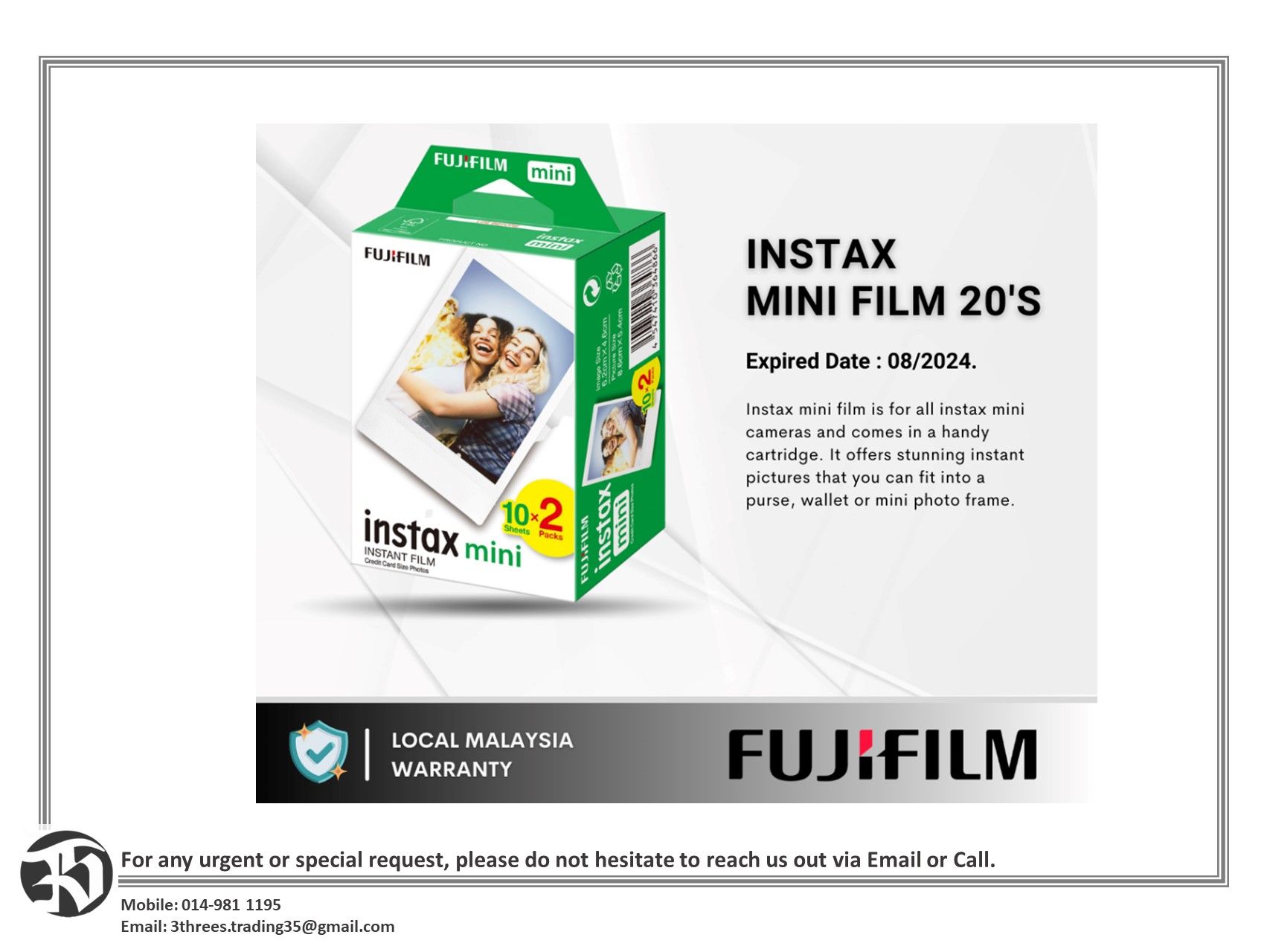 Fujifilm Instax Mini Film Twin & Single Packs