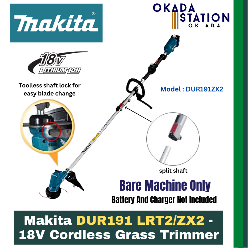 Makita DUR191 LRT2/ZX2 - 18V Cordless Grass Trimmer - Bare Tool Only(DUR191ZX2) & Combo Set(DUR191LRT2)/ Grass Trimmer / Trimmer / Lawn mower