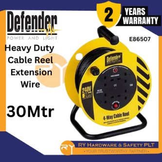 Defender Heavy Duty Industrial Extension Wire Cable Reel Cassette Reel -E86507 (30 Mtr)