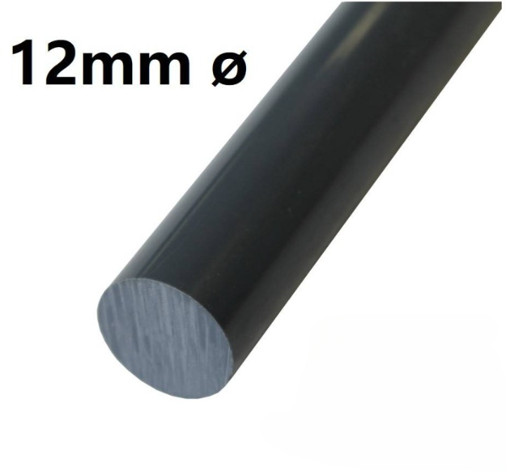 PTFE ROD BLACK 12MM DIAMETER CARBON FILLED PTFE