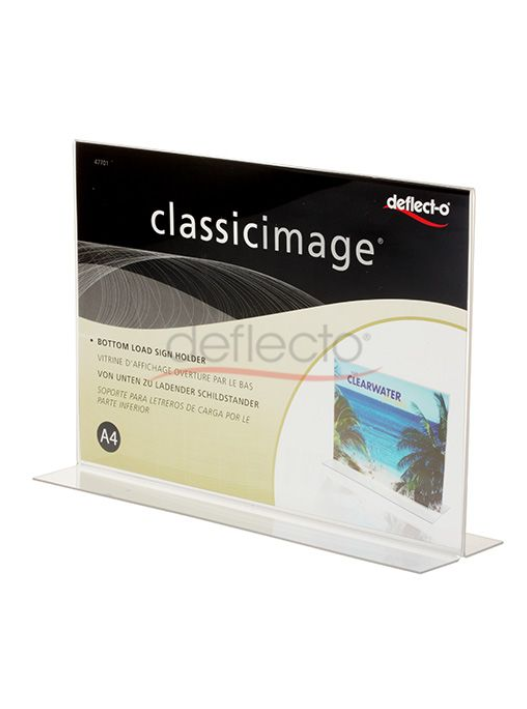 DEFLECTO SIGN HOLDER A4 T SHAPE STAND UP LANDSCAPE
