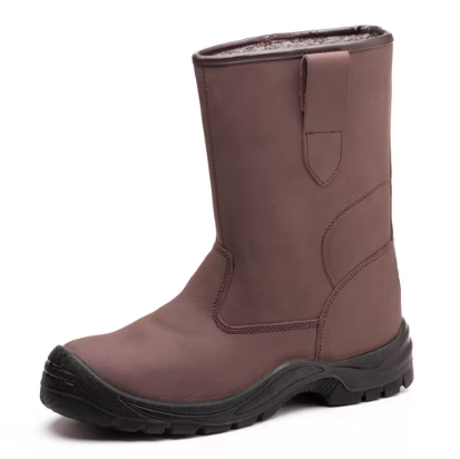 SAFETY WORK BOOTS WITH STEEL TOE ANTI-SLIP SOLE HIGH CUT LEATHER SIZE: 7