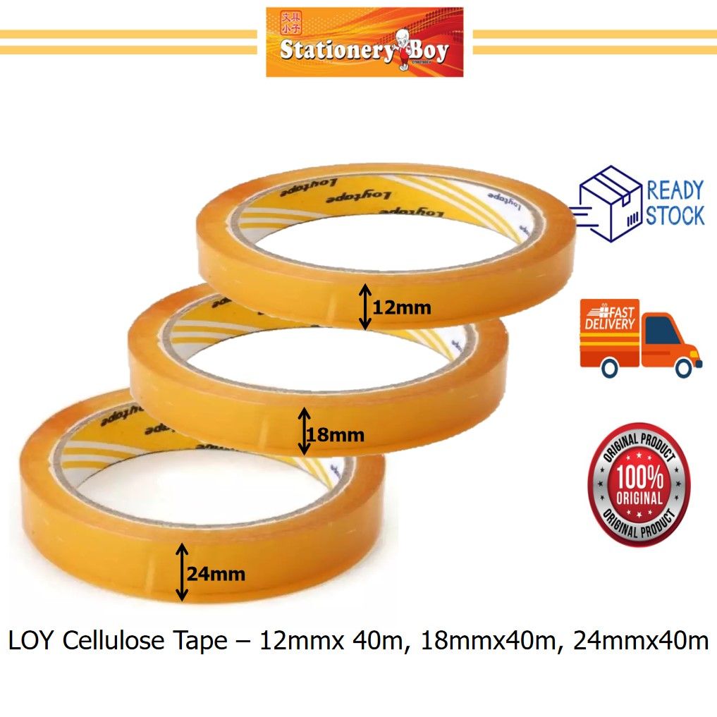 LOY Cellulose Tape / Pita Lutsinar - 12mmx40m, 18mmx40m, 24mmx40m