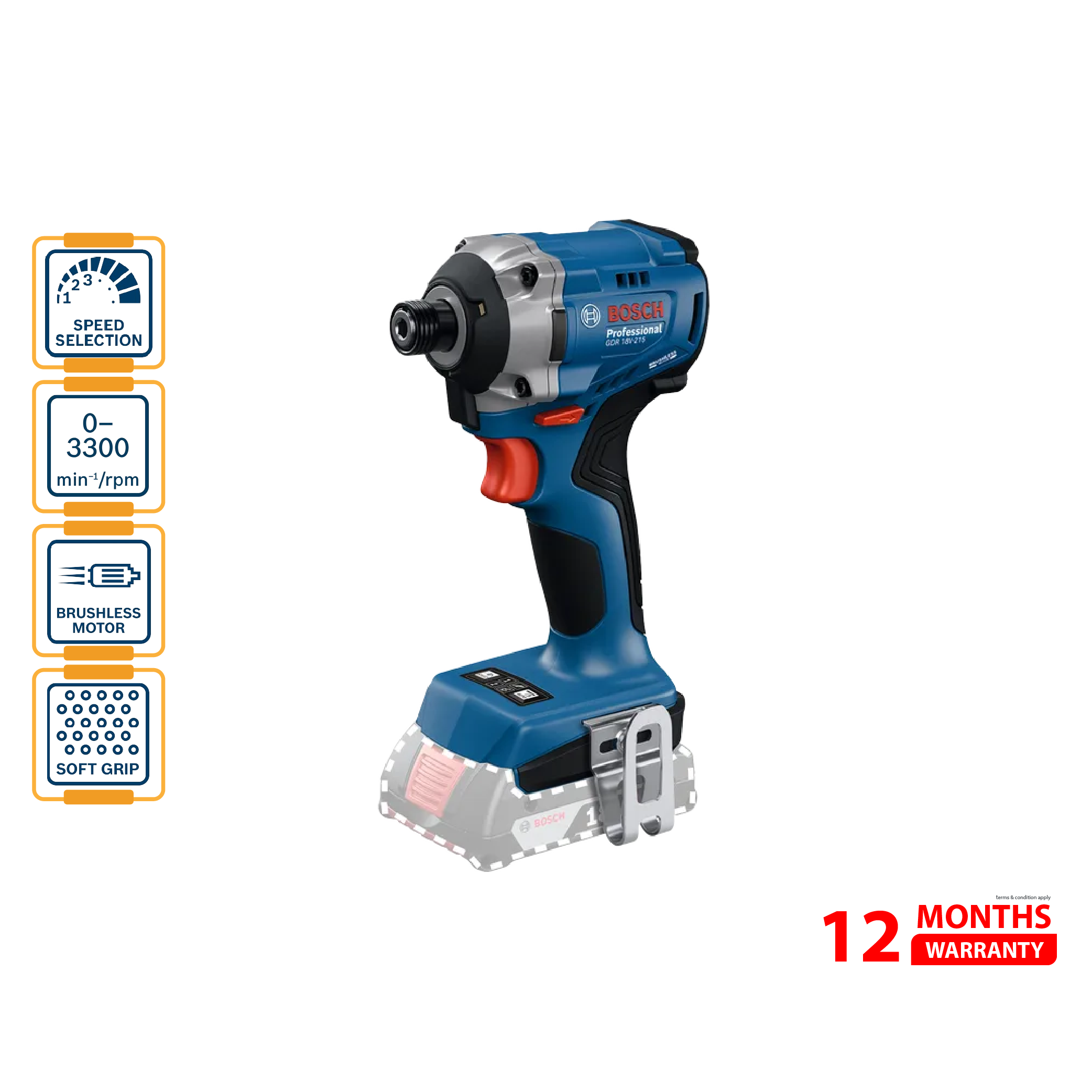 BOSCH GDR 18V-215 Cordless Impact Driver (Solo) 鈥�06019N20L0
