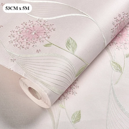 ( 53cm x 5M )3D Flower Wall Stickers Self Adhesive Wallpaper