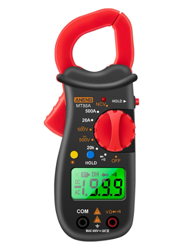 Irfora MT88A Clamp Meter Multimeter LCD Digital Universal Meter 1999 Counts Auto Handheld DC/AC Voltage Voltmeter 500A AC Current Ammeter Frequency acitance Tester NCV Test Data Hold Green
