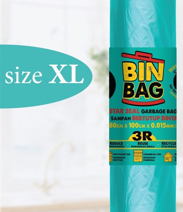 Bin Bag HDPE Garbage Bag (XL) 80cm x 100cm 90 Roll x 10pcs