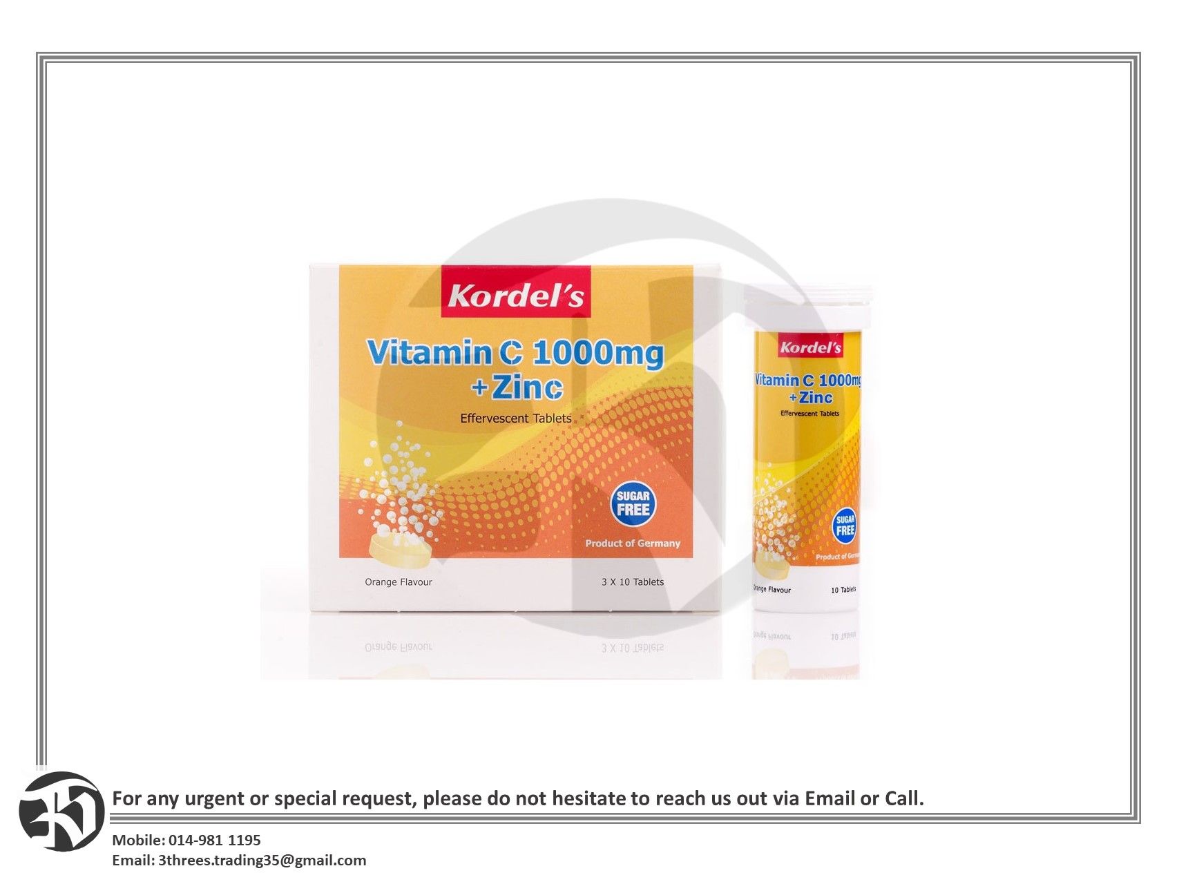 Kordel's Vitamin C 1000mg + Zinc Effervescent Tablet 3x10s